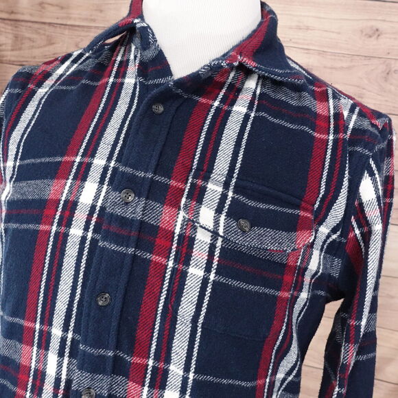 THE NORMAL BRAND BLUE RED PLAID FLANNEL BUTTON DOWN SHIRT MENS SIZE M MEDIUM - Picture 2 of 7